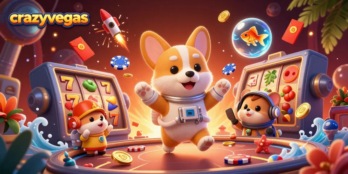 Experience the excitement of crazyvegas with a dynamic 3D illustration of a floating casino scene.