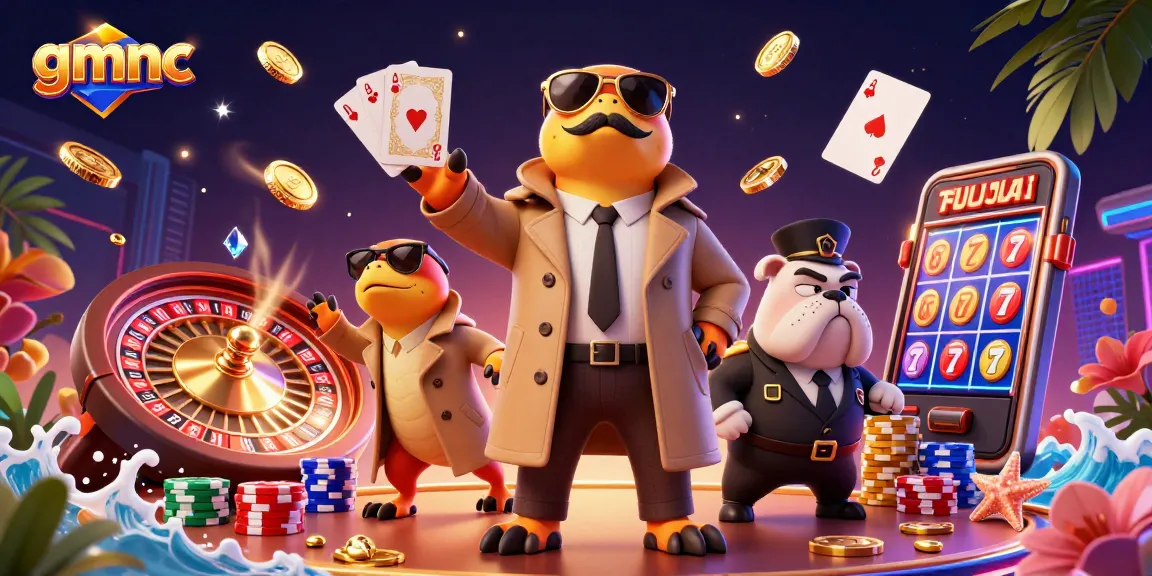 gmnc provides engaging gambling insights with a fun VIP casino scene featuring raptors and a bulldog bouncer.