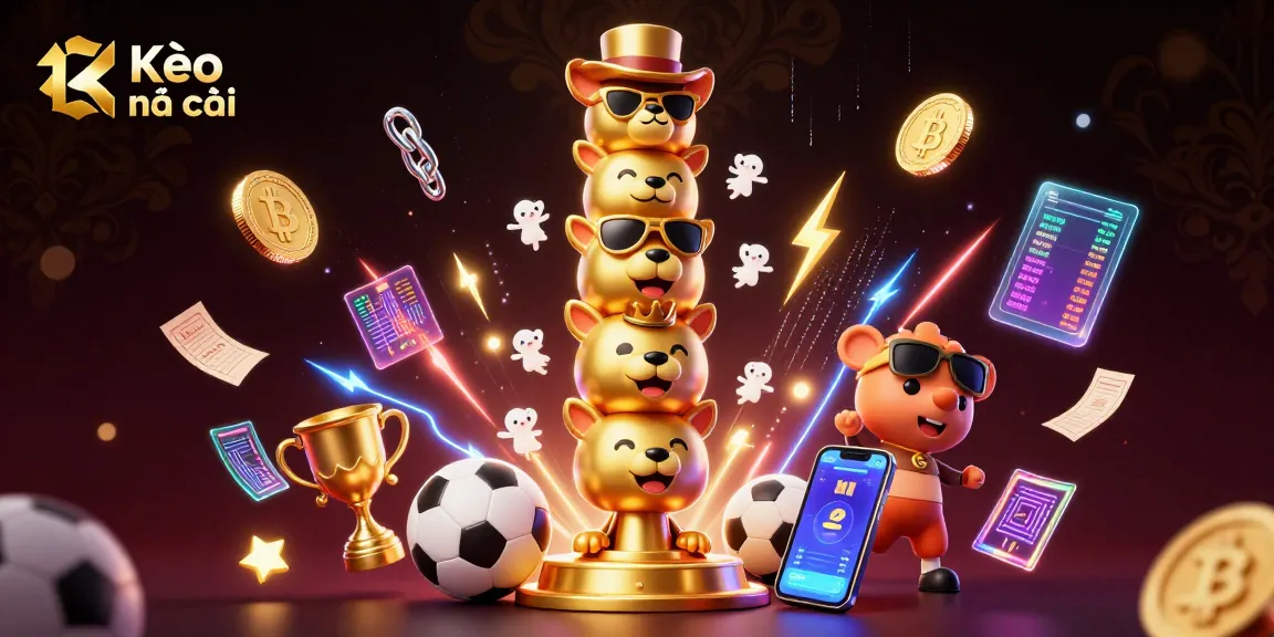 Kèo nhà cái showcases real-time betting slip action amid vibrant sports betting symbols