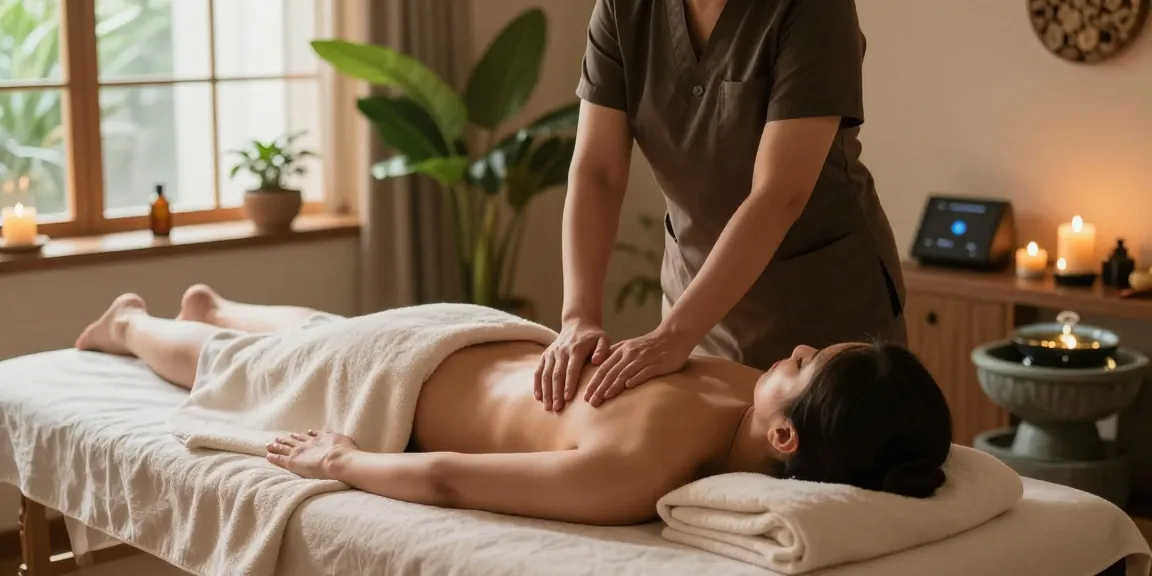 Experience relaxation with 방이동출장안마 in a serene massage therapy room atmosphere.