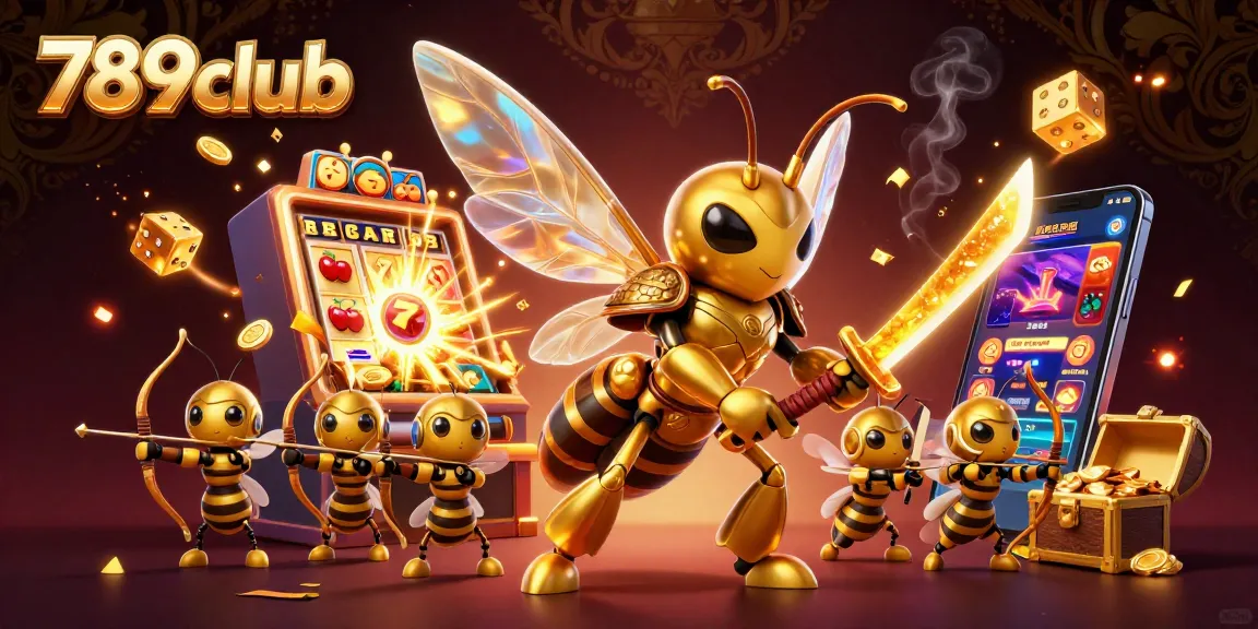 Experience the thrilling casino action at 789club with a dynamic illustration of epic gameplay and golden rewards.