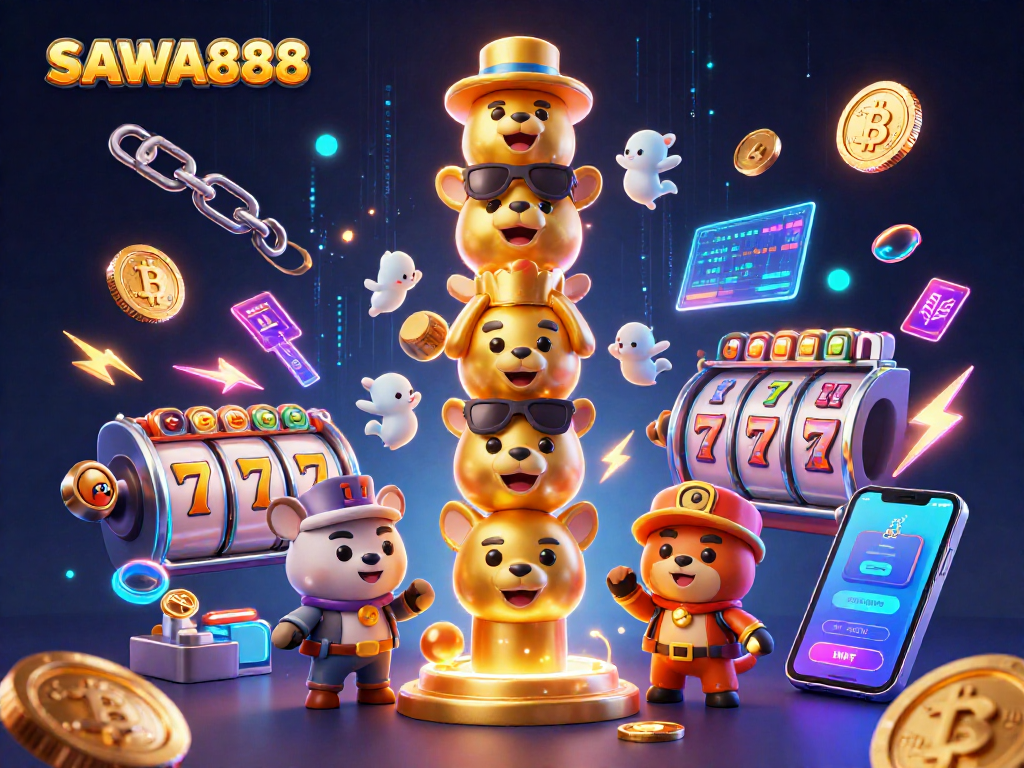 Experience thrilling gameplay on SAWA888 with a dynamic golden totem and vivid slot elements.