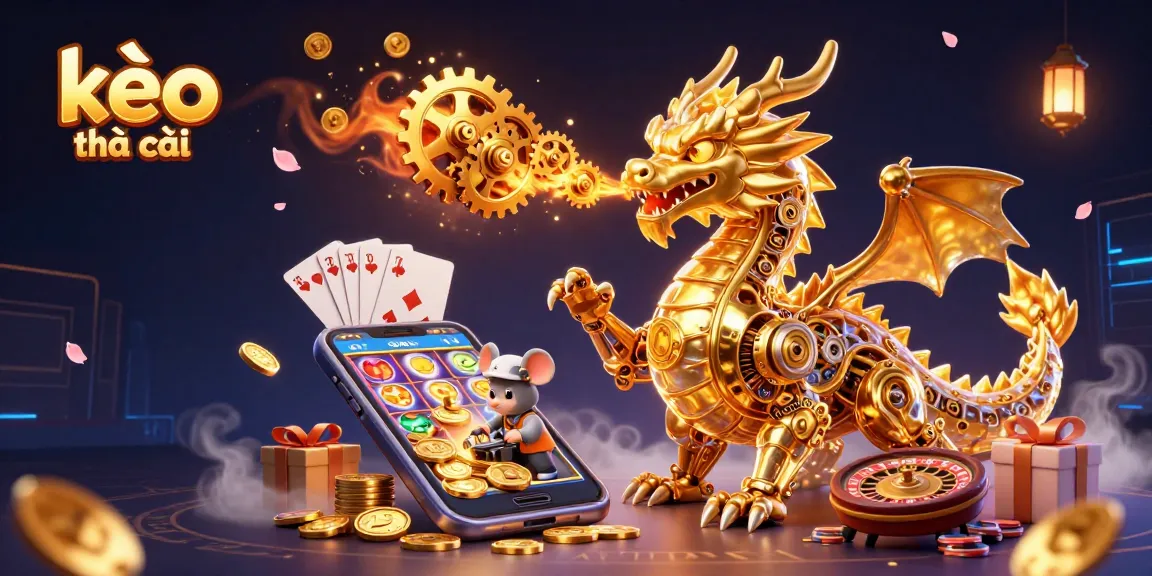 Engage with kèo nhà cái as golden dragon showcases rich 3D gaming elements in a vibrant casino scene.