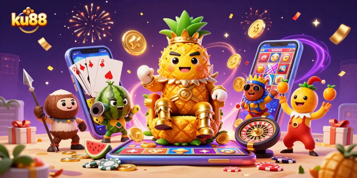Experience thrilling casino action with ku88 as the golden pineapple king rules the beach scene