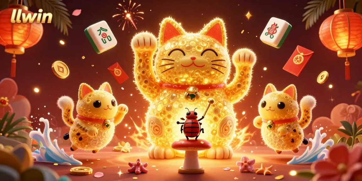 Experience the thrill of llwin with a vibrant lucky cat and dynamic casino symbols