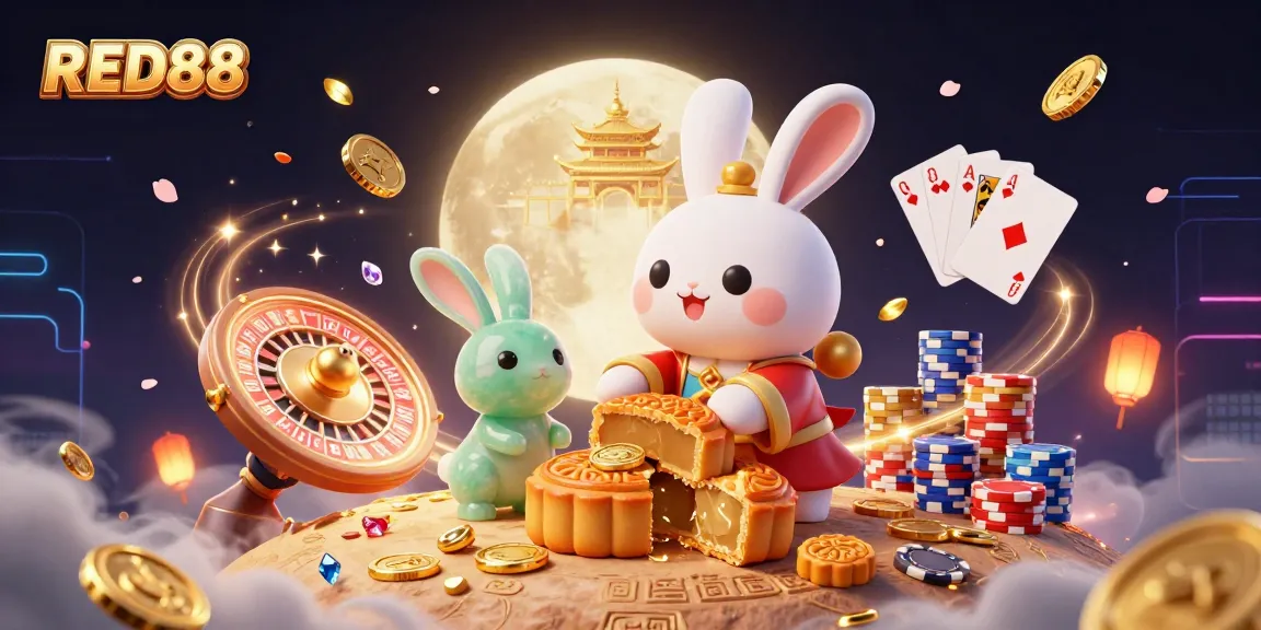 Experience the thrill of RED88 with vibrant casino elements in a dynamic 3D scene.